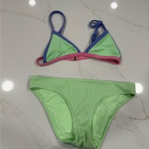 Beach Riot Mint Bikini with Pink and purple Trim
